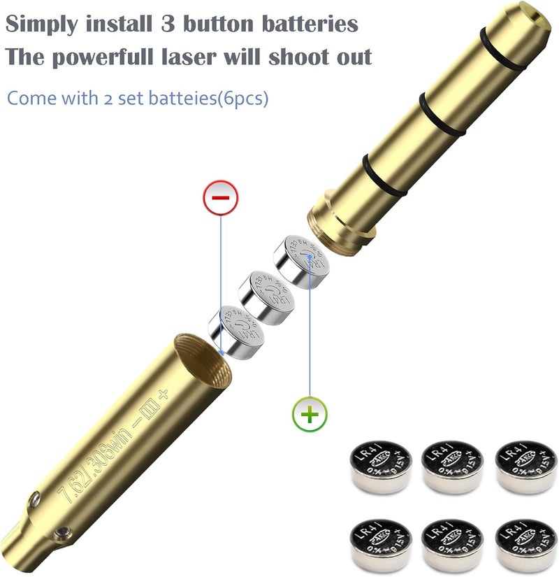 MOSANDON Red Laser Boresighter for .22LR/9mm/.38spl/.308/.45ACP Cal,End Barrel Laser Bore Sight, Laser Barrel Sight More Easy to Fit and Accurately for Pistols Rifle Air Guns for Hunting - Image 4